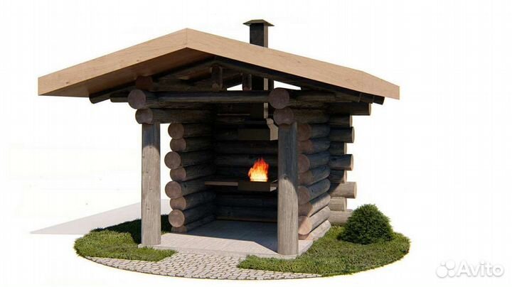 Беседка с мангалом 3 на 3 из сосны kelo