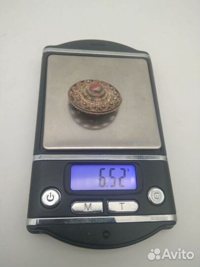 Брошь Фибула скань серебро 800 проба, длина 3 см