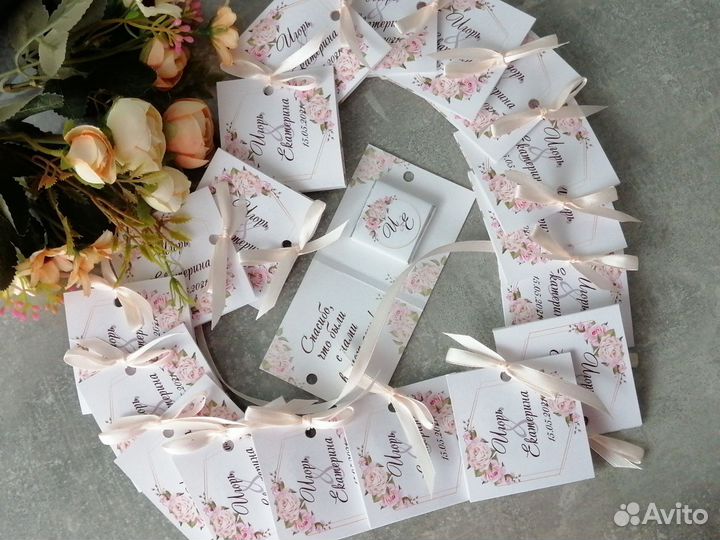 Свадебная открытка с шоколадом