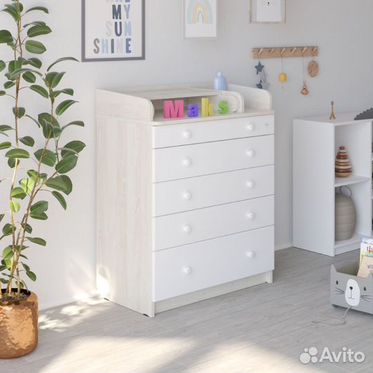 Комод Макс Сосна Касцина/Белый