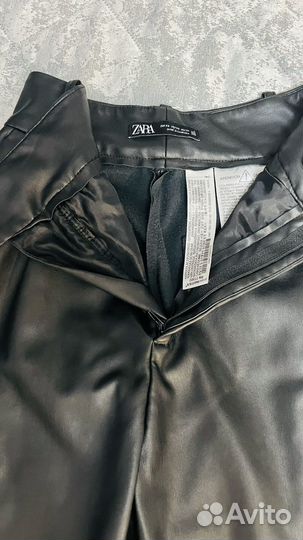 Кожаные брюки zara xs