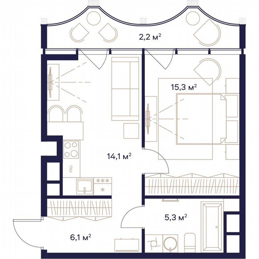 1-к. квартира, 43 м², 12/24 эт.