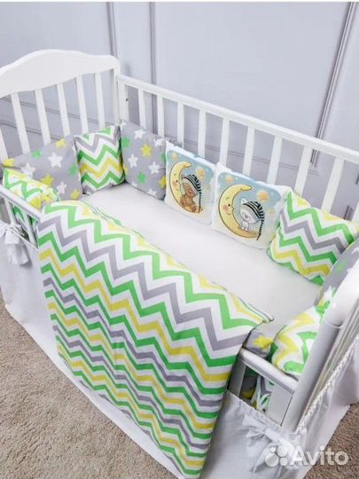 Бортики в кроватку с одеялом новые