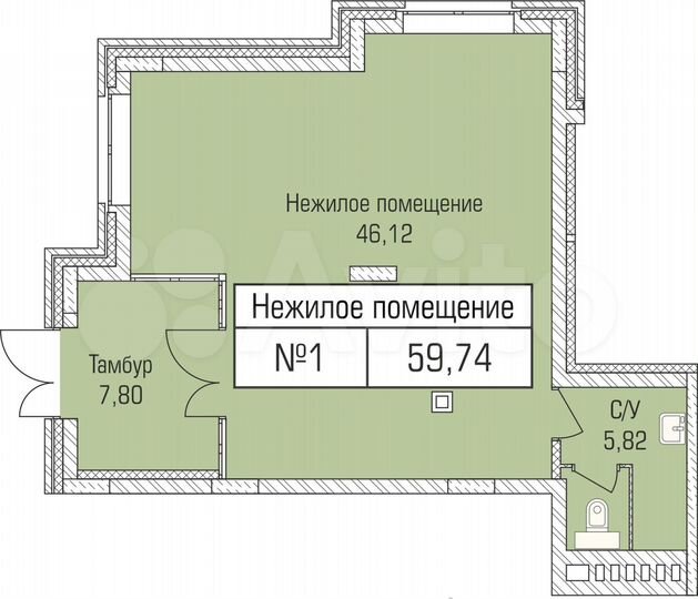 Продам офисное помещение, 59.74 м²