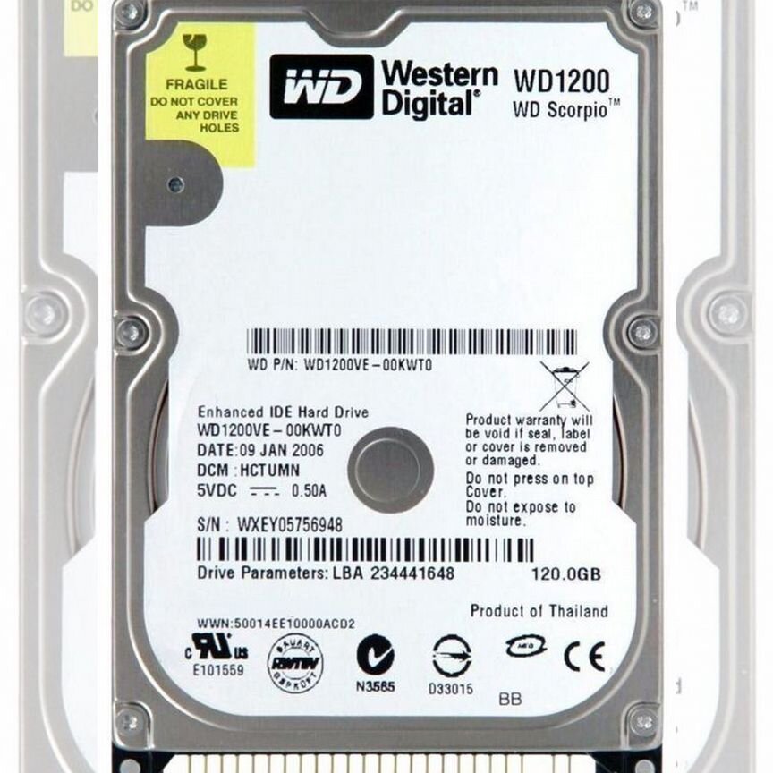 [WDS120G2G0A] Жесткий Диск Western Digital Wd1200ve 120gb Ide Wds120g2g0a