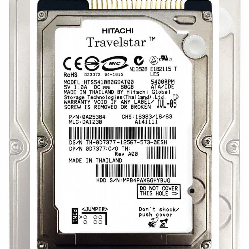 [HTS541080G9AT00] Жесткий Диск Hitachi 80gb 5400 Ide Hts541080g9at00