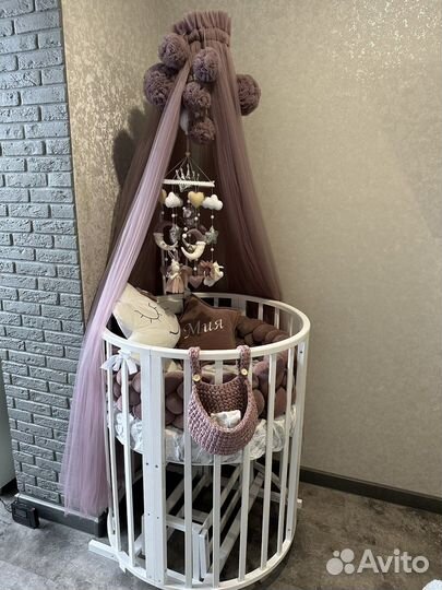 Балдахин и мобиль в кроватку с держателем