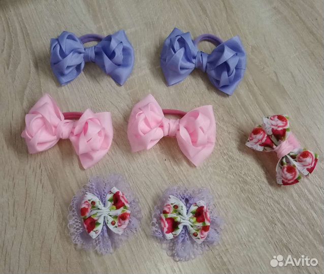 Бантики для волос на резинке ручной работы