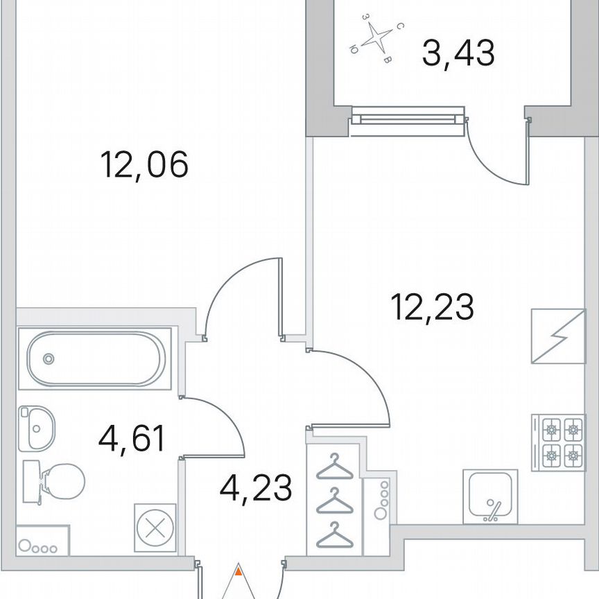 1-к. квартира, 34,9 м², 2/5 эт.