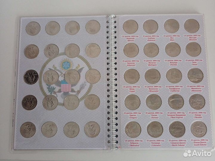 Памятные монеты США 25центов штаты,округа,парки