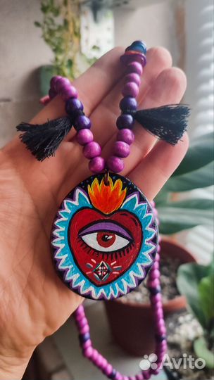 Бусы в мексиканском стиле из дерева