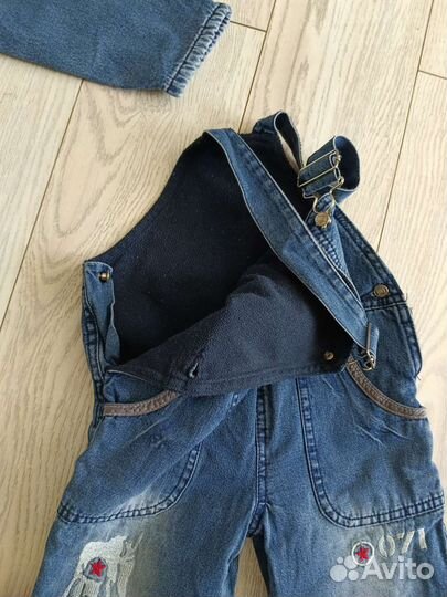 Джинсовый утеплённый костюм р 98