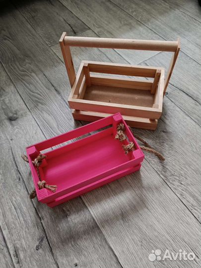 Деревянные ящики для подарков (розовый)
