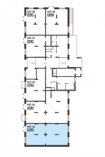Помещение №14, 91.3 м² в доме №2 ЖК «4 Ленина»