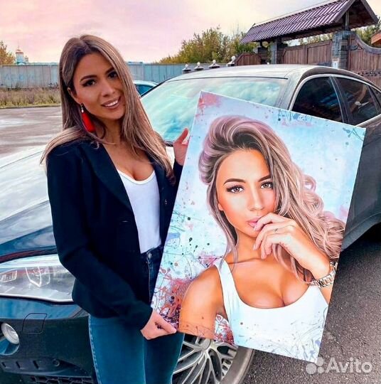 Портрет по фото на холсте на праздник с доставкой