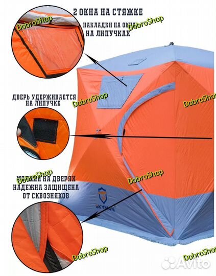 Палатка зимняя ст-3024А, утепленная 240х240х220 вы