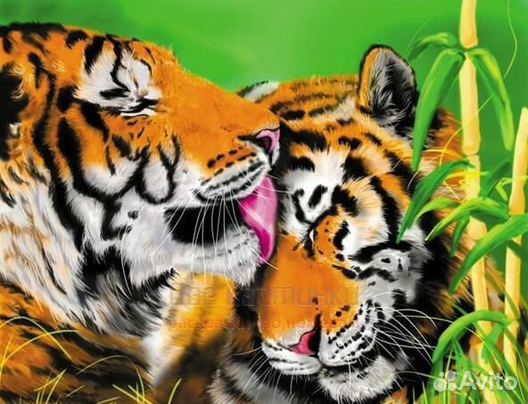 Алмазная мозаика 40x50 Тигриная любовь
