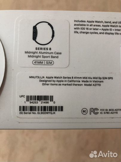 Новые Apple Watch Series 8,41 mm Midnight Гарантия