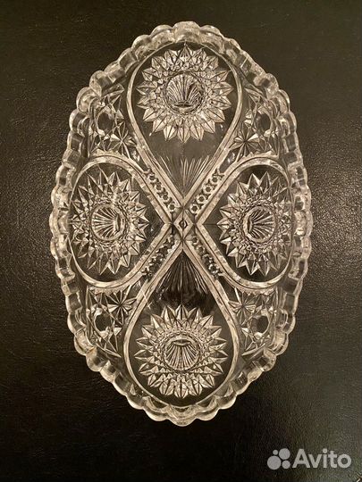 Салатник конфетница ладья Хрусталь старинный