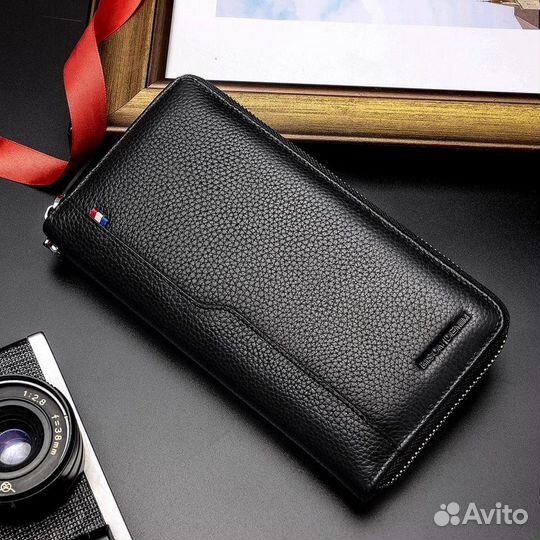 Портмоне клатч из натуральной кожи унисекс