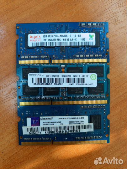 Модули памяти sodimm DDR3 1, 2, 4 Гб