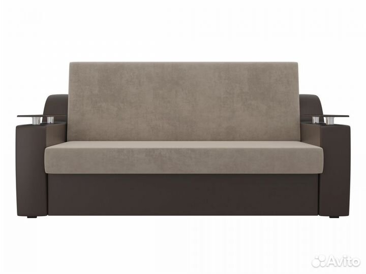 Диван прямой аккордеон Сенатор 100, велюр, бежевый, коричневый