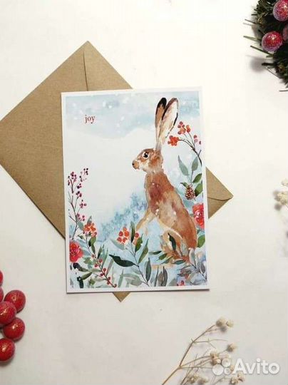 Открытки акварельные авторские С6 Новый год