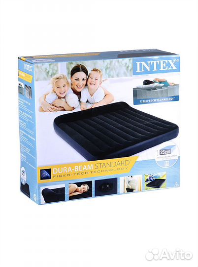 Матрас надувной Intex, 183x203x25 см+насос