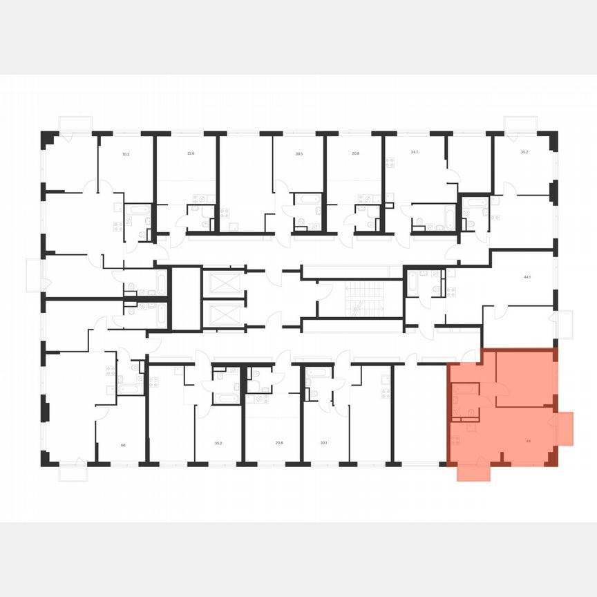 1-к. квартира, 44 м², 4/16 эт.