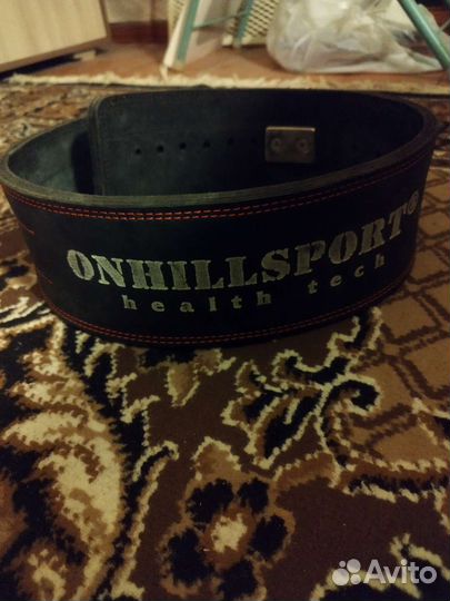 Кожанный атлетический пояс с карабином