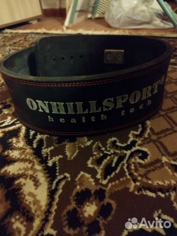 Кожанный атлетический пояс с карабином