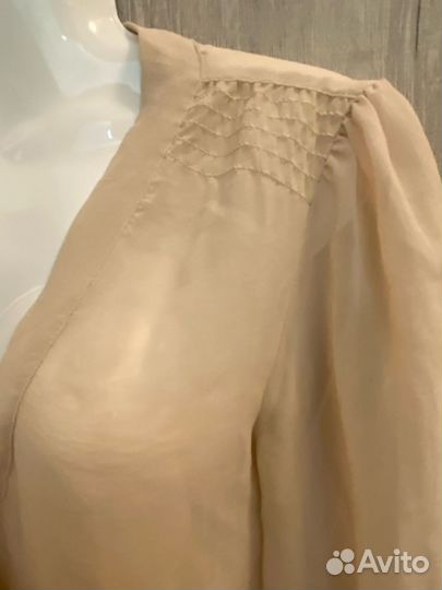 Блузка шифоновая с бантом нюдовая