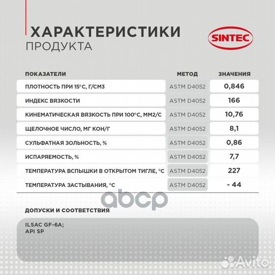 Масло Sintec 5/30 Platinum 7000 GF- 6A синтети