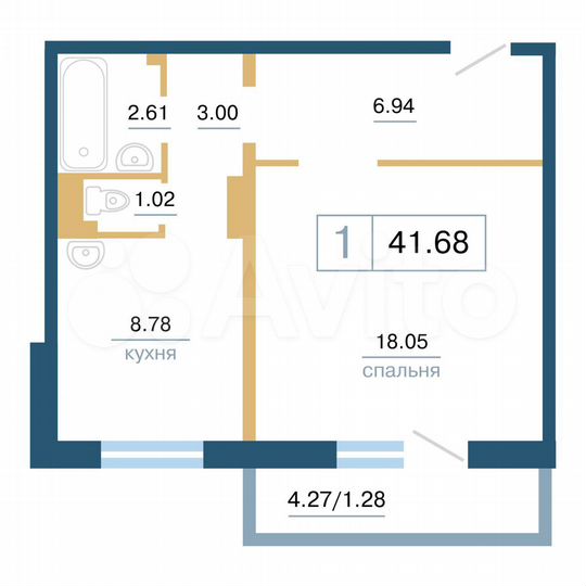 1-к. квартира, 41,7 м², 15/17 эт.