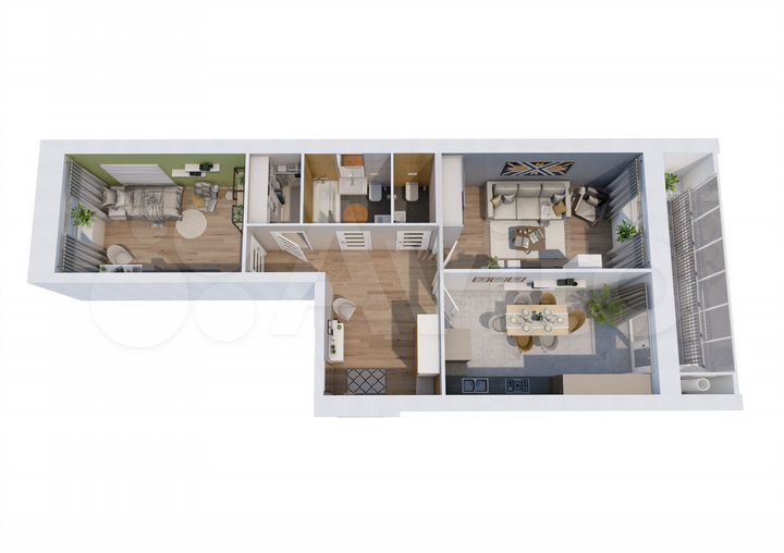 2-к. квартира, 73,3 м², 1/9 эт.