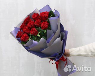 Букет из 11 красных роз 50-60 см (Россия)