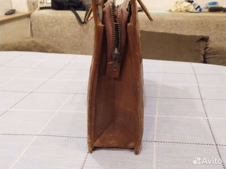 Кожанная сумка СССР, натуральная кожа, латунь