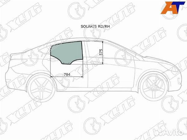 Стекло боковое опускное hyundai accent, hyundai so
