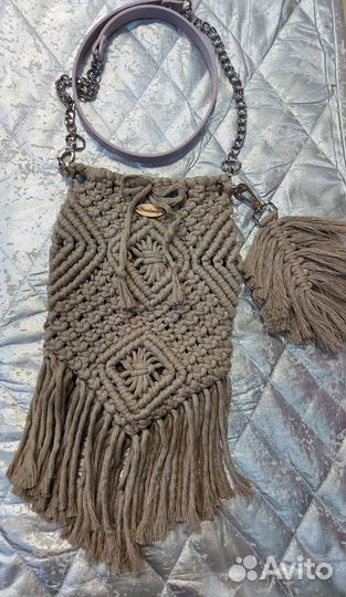 Cумка вязаная из шнура цвет какао