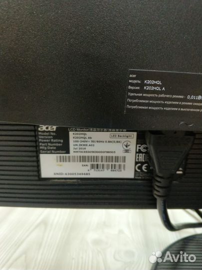 Монитор Acer K202HQL