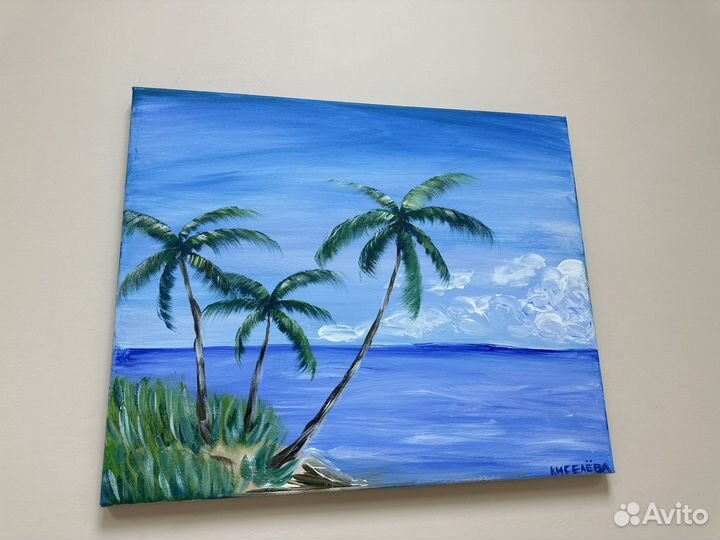 Картина средеземное море, пальмы