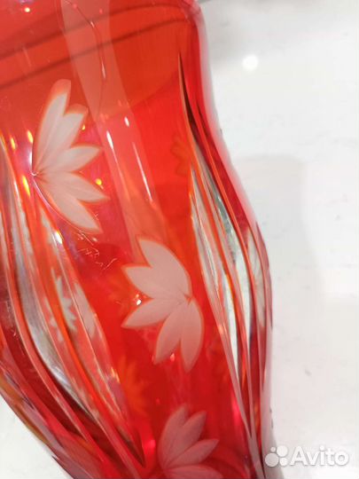 Ваза цветное красное рубиновое стекло СССР