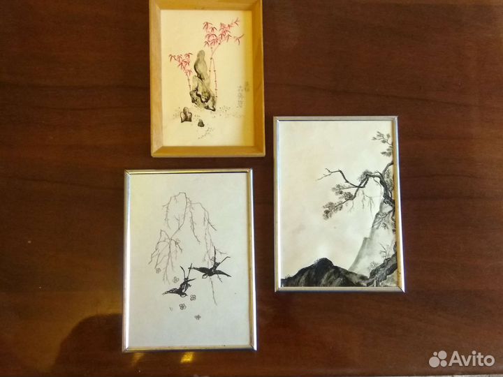 Живопись, миниатюра, тушь, Япония, рамки