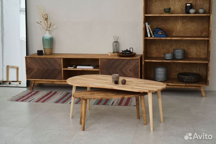 Журнальный столик Fusion 80х40см из массива дерева