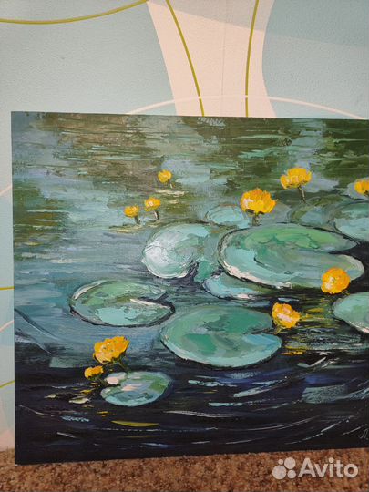 Картина маслом пруд лилии пейзаж