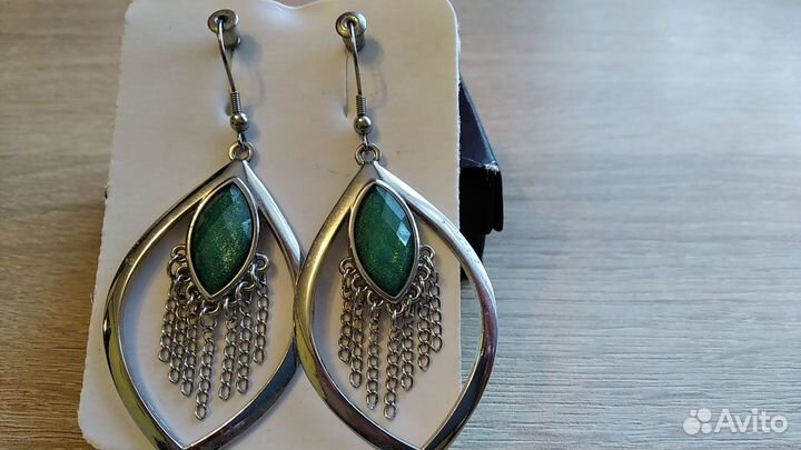Серьги павлинье перо flourish earrings