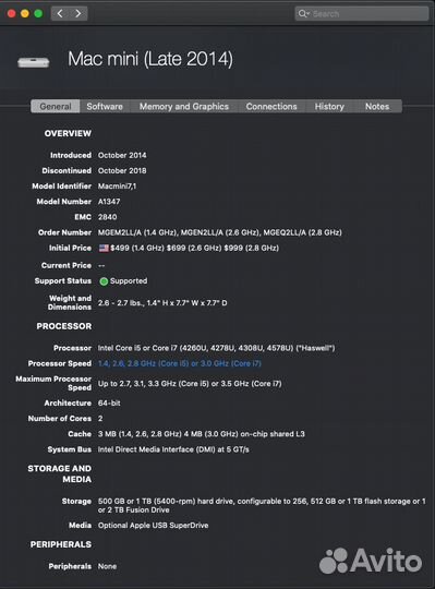 Apple Mac mini i5 2,8 ггц, 8 гб, 1Tb mgeq2LL/A