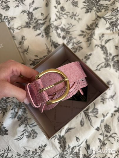 Ремень женский кожаный розовый