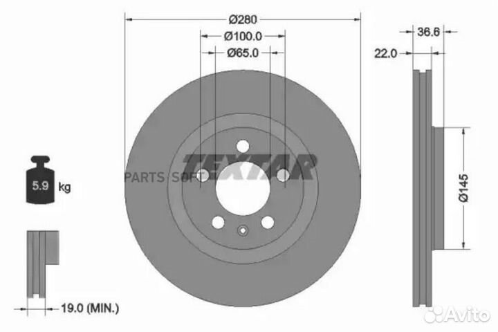 Textar 92082305 Тормозной диск