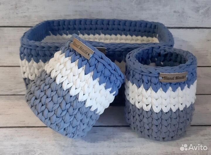 Вязанные корзинки ручной работы